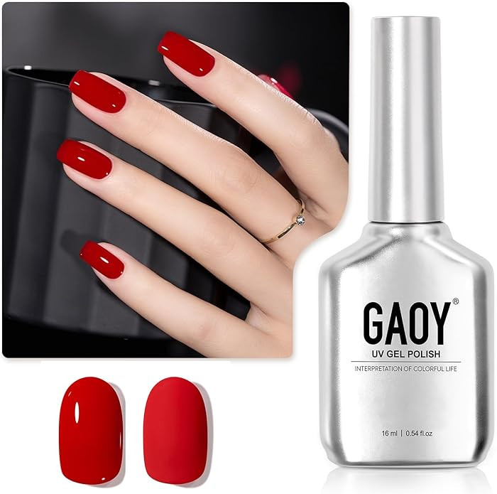 GAOY Red Gel Nail Polish, 16ml Soak Off Gel Polish, UV Light Cure for Nail Art DIY Manicure at Ho... | Amazon (US)