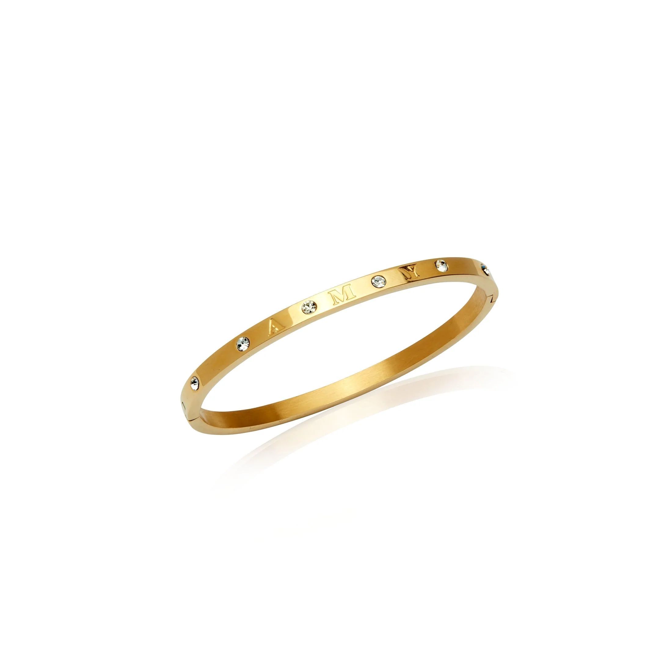 Custom Crystal Name Bangle (Gold) | Abbott Lyon
