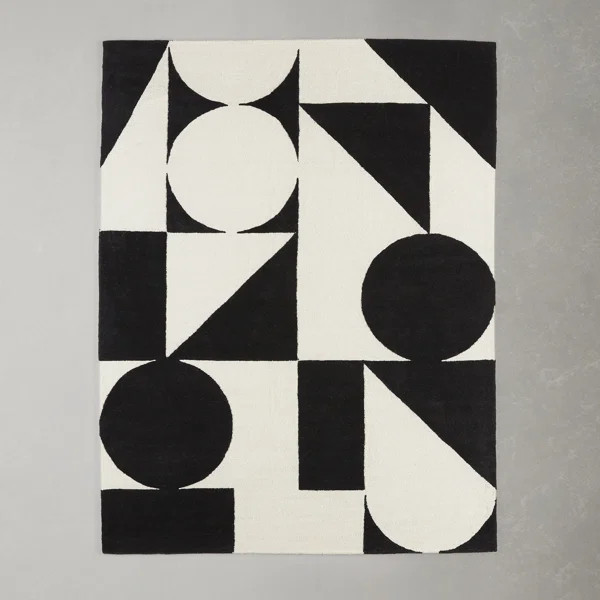 Dave Handmade Hand Tufted Ivory/Black Rug | Wayfair North America