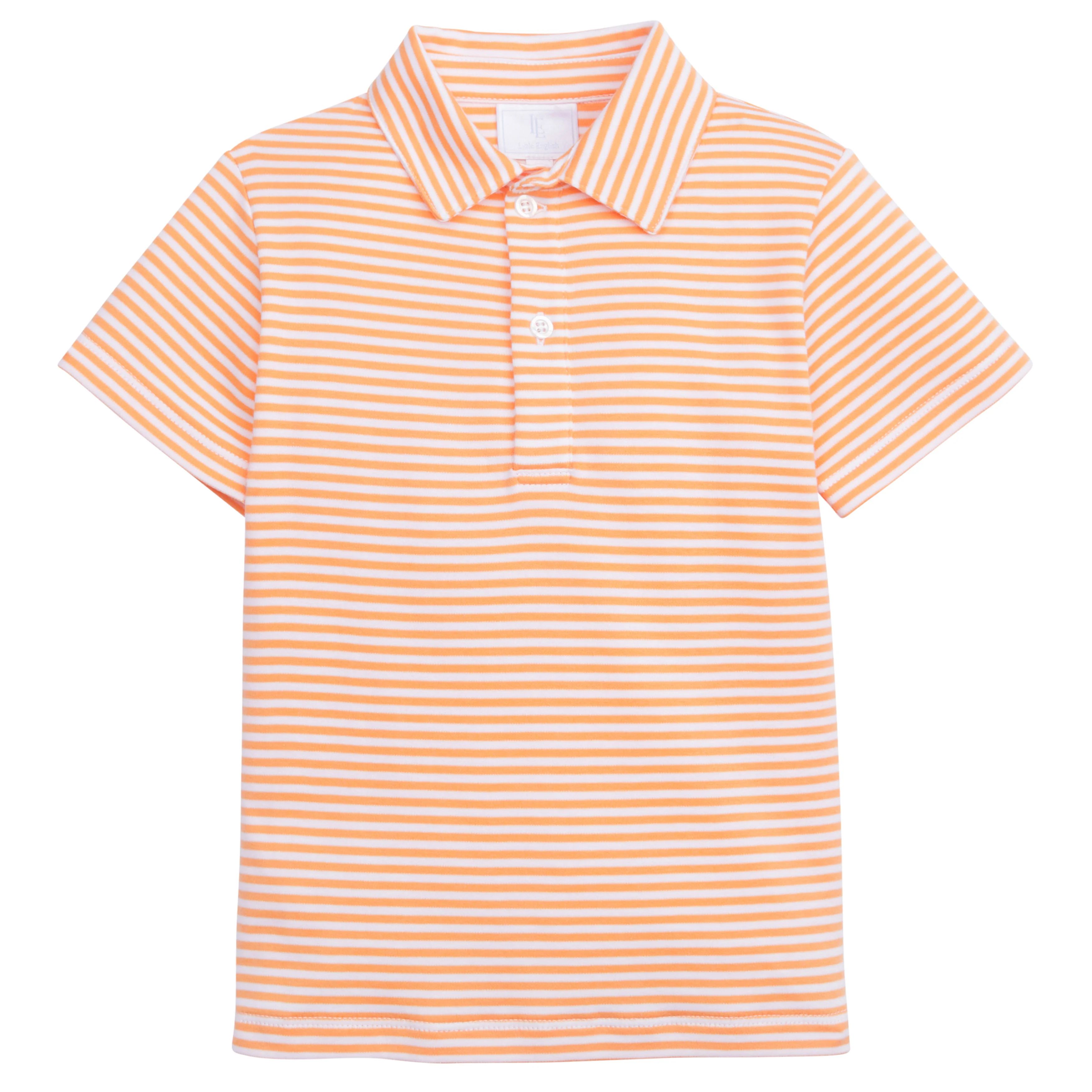 Little Boys Short Sleeve Orange Striped Polo Shirt | Little English