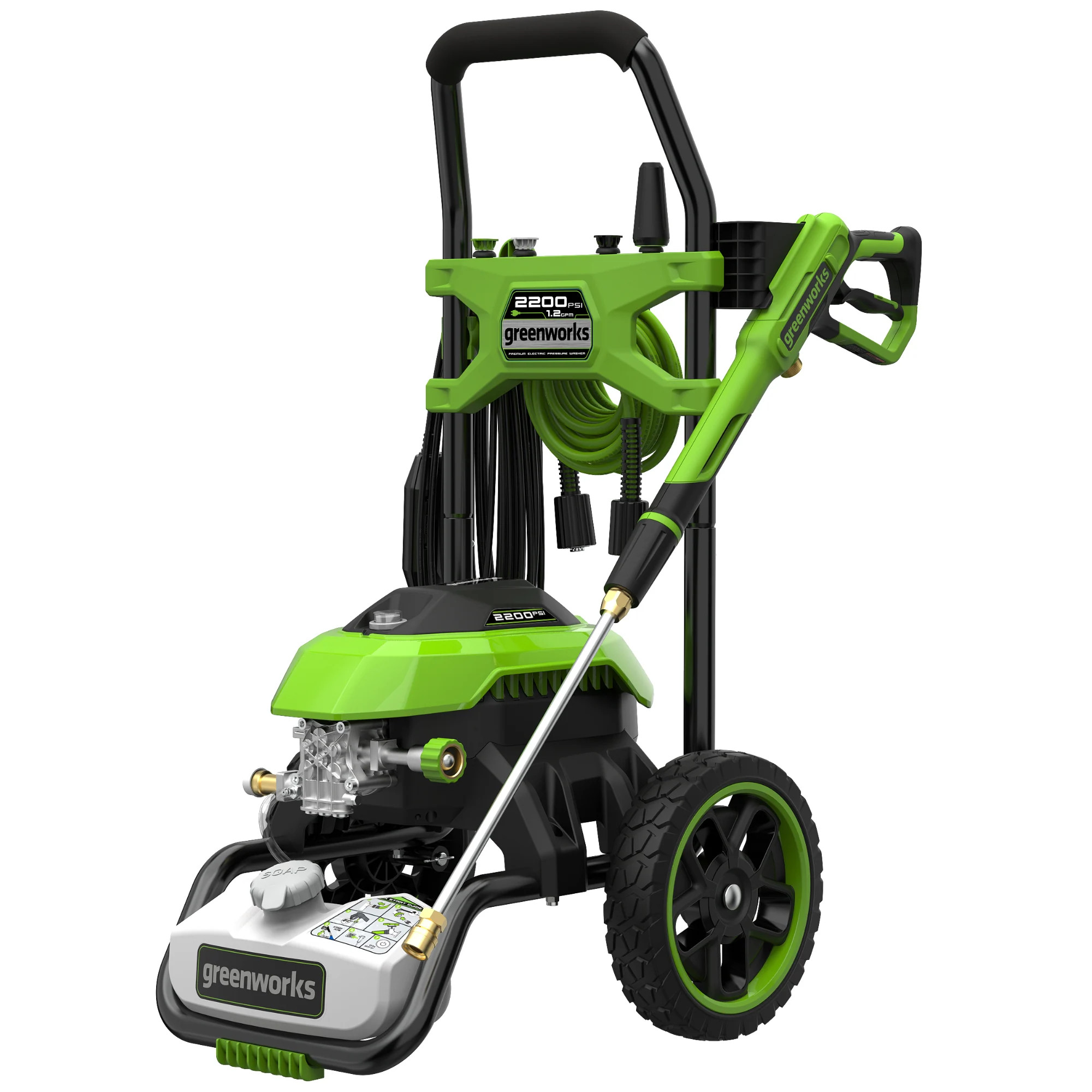 Greenworks 2200-PSI 1.2-GPM Cold Water Electric Pressure washer with 4 Spray Tips one_size | GPW2201 | Lowe's