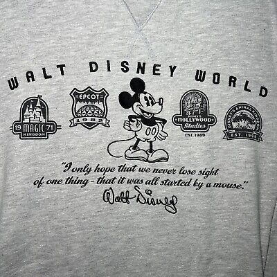 Walt Disney World 4 Park Crew Neck Sweatshirt Gray Mickey Mouse Medium Pocket  | eBay | eBay US