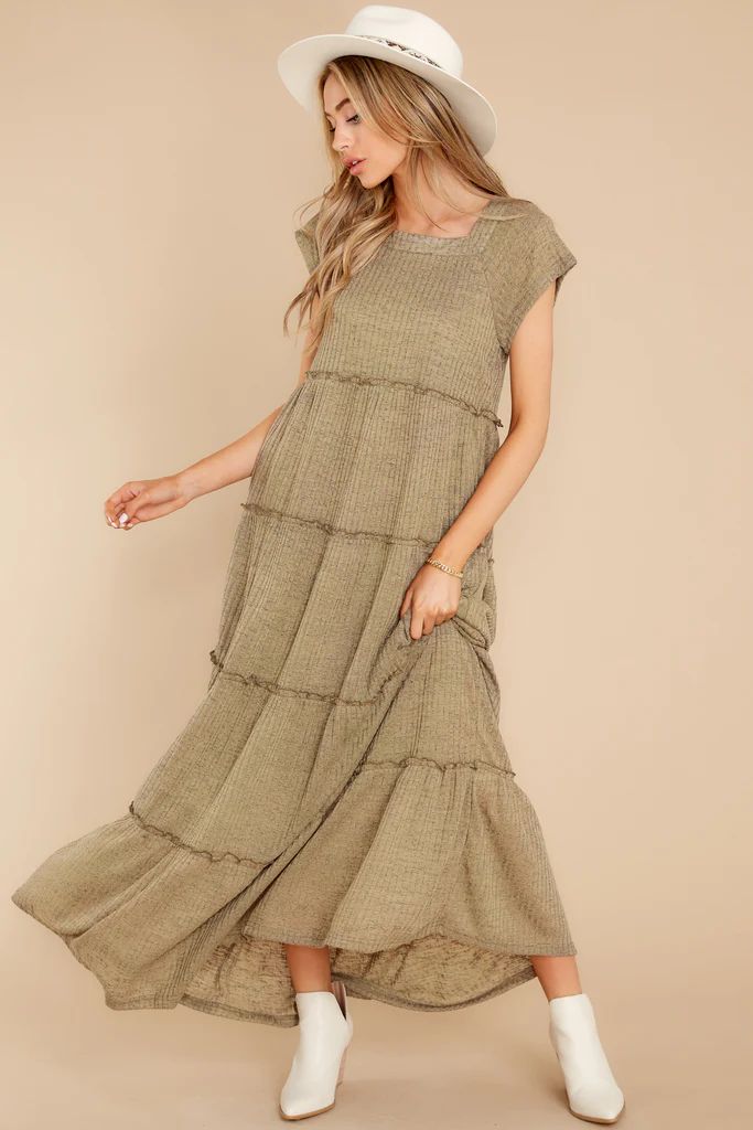 Perfect Record Olive Knit Maxi Dress | Red Dress 