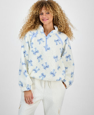 Hippie Rose Juniors' Quarter-Zip Sherpa Jacket - Macy's | Macy's