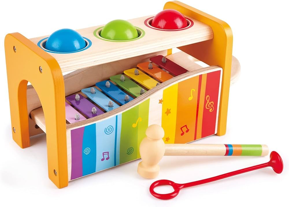 Hape Pound & Tap Bench with Slide Out Xylophone - Award Winning Durable Wooden Musical Pounding T... | Amazon (US)