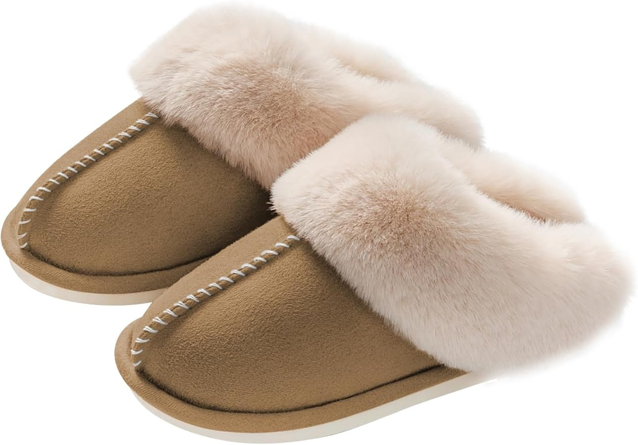 Womens Slippers Memory Foam Slippers Fluffy Slippers Warm Soft House Slippers for Women Non-Slip ... | Amazon (US)
