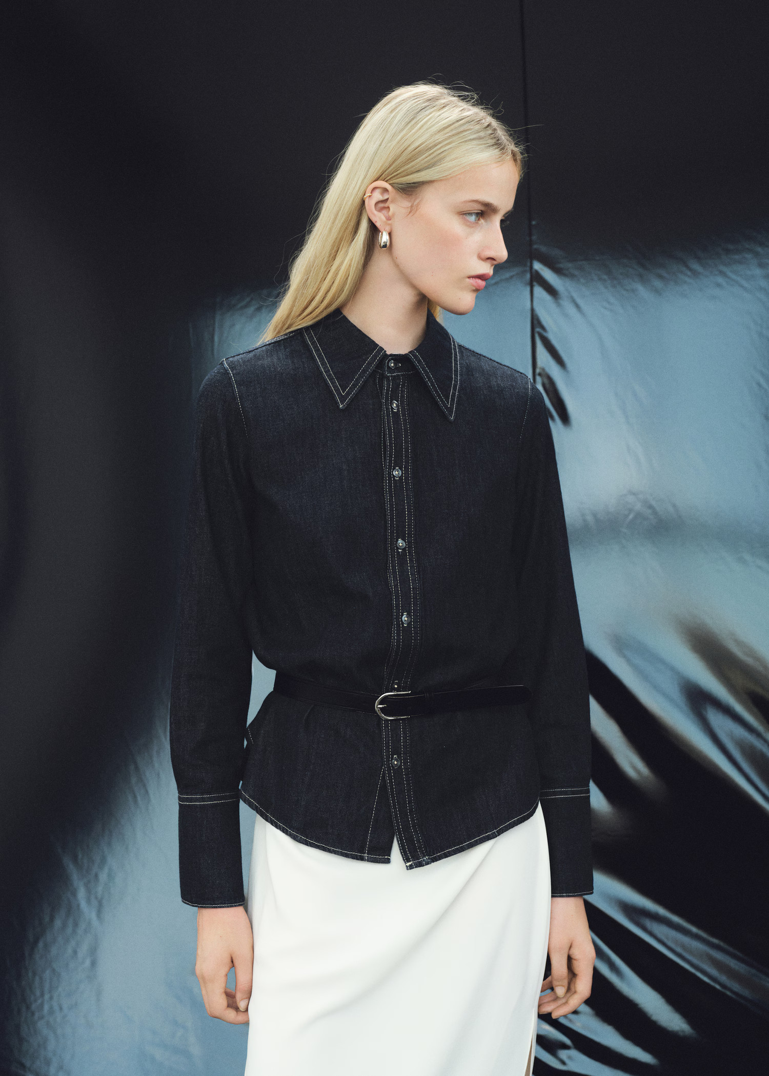 Denim shirt with seams | Mango (US/MX/AU)
