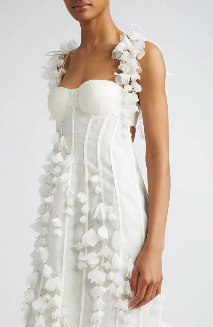 Petals Linen & Silk Corset Gown | Nordstrom