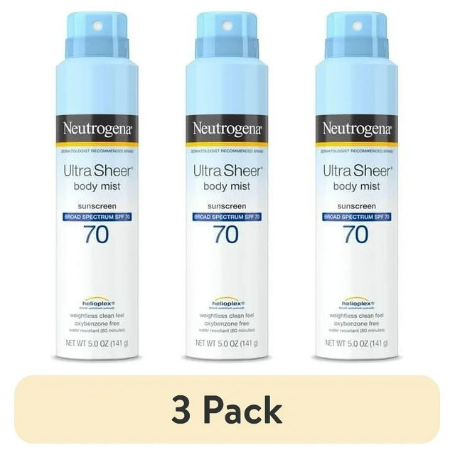(3 pack) Neutrogena Ultra Sheer Sunscreen Spray, Lightweight, SPF 70, 5 oz | Walmart (US)