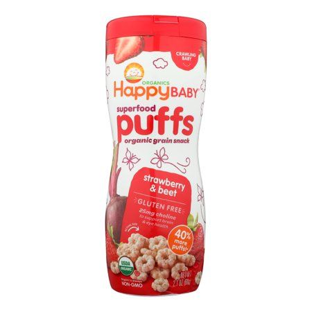 Happy Bites Organic Puffs Finger Food for Babies - Strawberry Puffs - Case of 6 - 2.1 oz | Walmart (US)