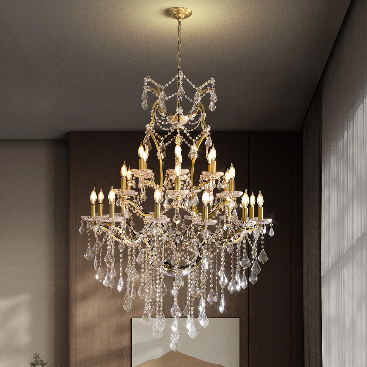 Manning Modern Maria Theresa Crystal Chandeliers Light For Foyer, Entryway, Staircase,High Ceilin... | Wayfair North America