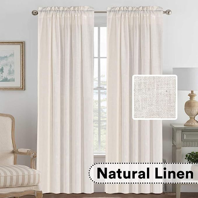 H.VERSAILTEX Living Room Linen Curtains Home Decorative Privacy Window Treatment Energy Saving Ro... | Amazon (US)