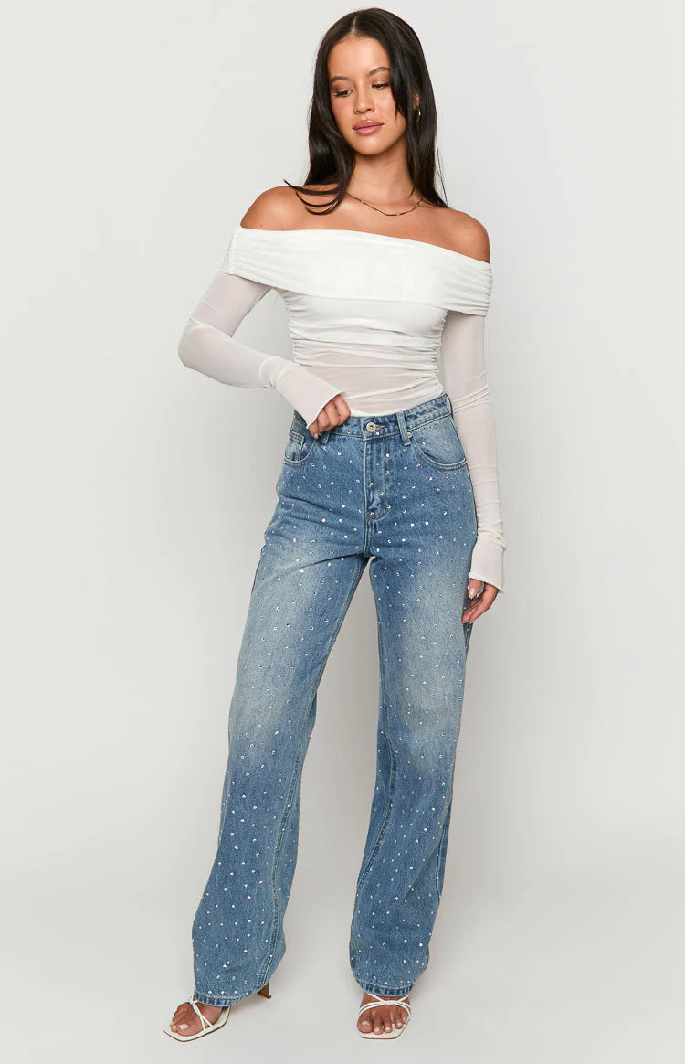 Sparks Mid Wash Denim Straight Leg Jeans | Beginning Boutique (US)