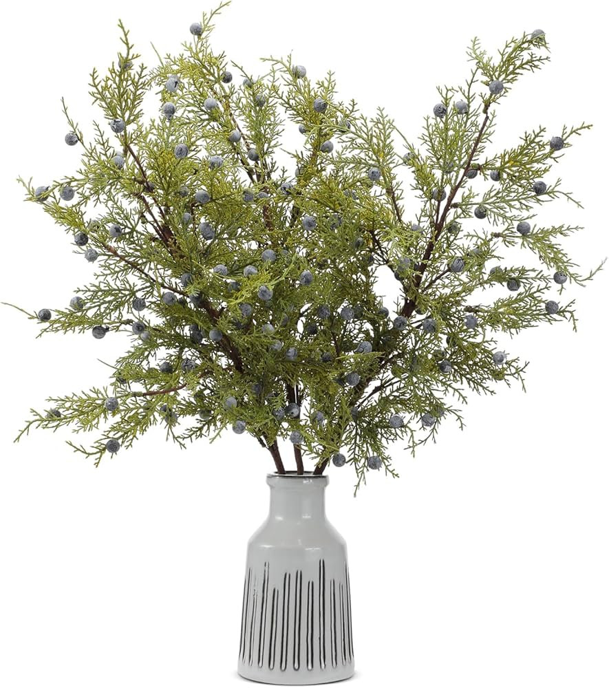 Giegxin 3 Pcs 30 Inch Artificial Juniper Cedar Sprays and Berries Branch Faux Cedar Stems Weather... | Amazon (US)