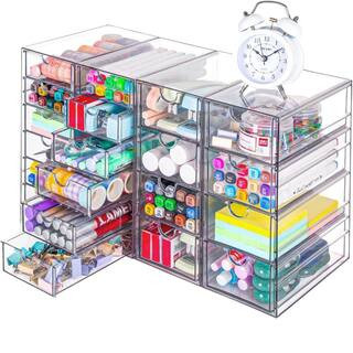 Clear 20 Drawers Acrylic Organizer 4 Sets Stackable Desk Storage for Office, Art Supply, Craft an... | The Home Depot