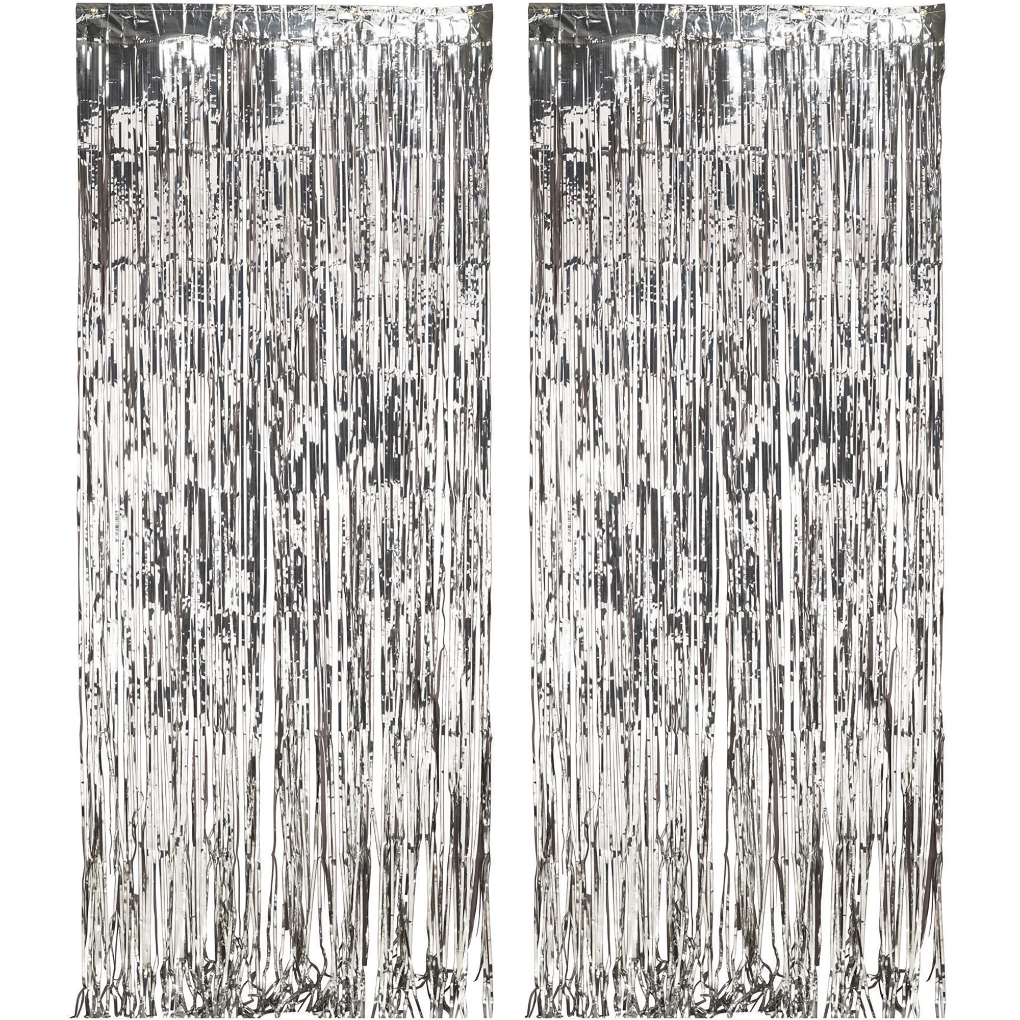 Silver Metallic Foil Fringe Door Curtain Hanging Decoration, 8' x 3' by Way to Celebrate - Walmar... | Walmart (US)
