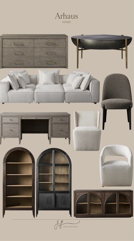 Arhaus home furnishings.




Modern home furnishing, accent cabinet, sectional sofa, accent chair, dining chair, desk, dresser, coffee tablee

#LTKhome