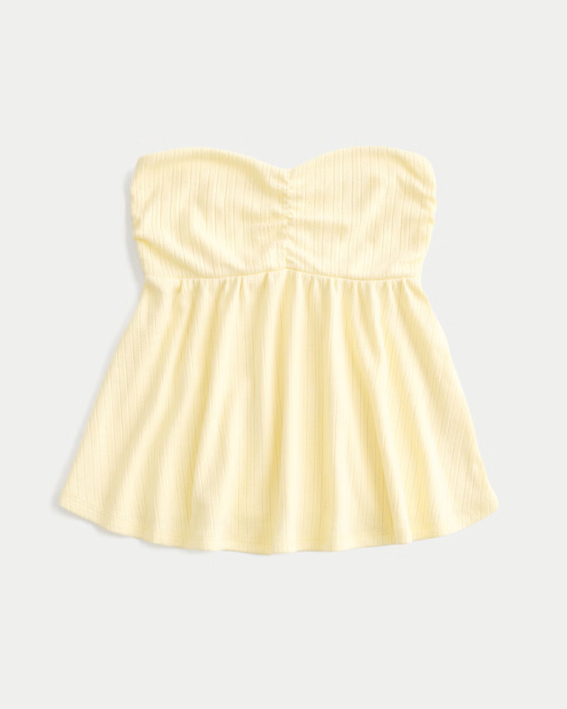 Women's Easy Strapless Pointelle Babydoll Top from Hollister | Hollister (US)