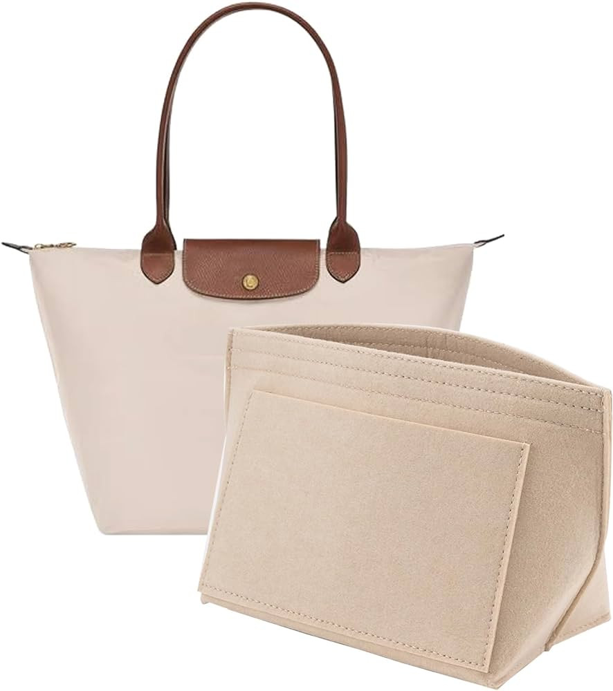 Felt Purse Organizer Insert for Longchamp Le Pliage L Handbag Insert (Large, Beige) | Amazon (US)