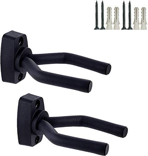 Guitar Wall Mount Hanger 2 Pack Black Guitar Hanger Wall Hook Holder Stand Display with Screws - Eas | Amazon (US)