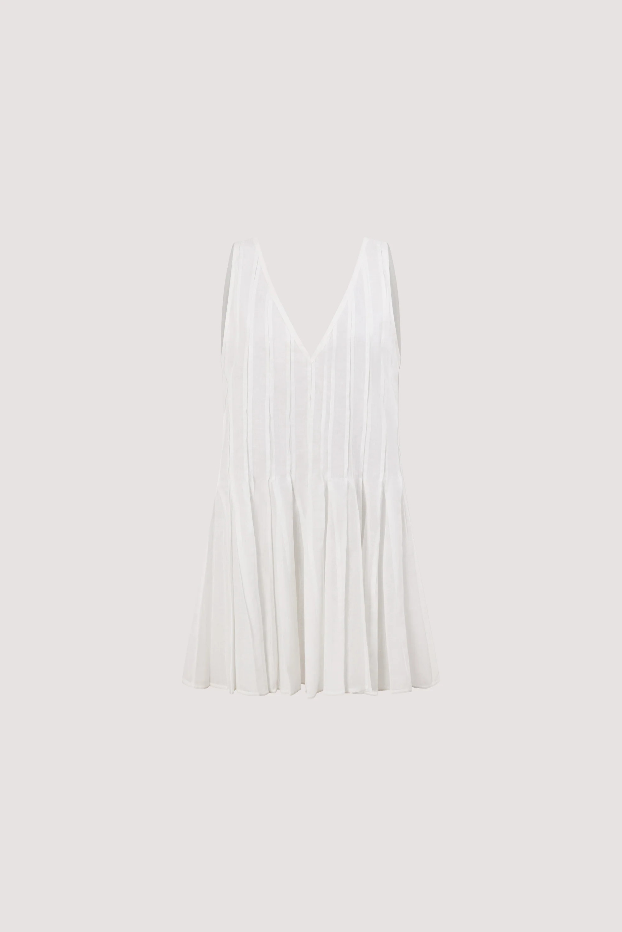 PIXIE WHITE LINEN MINI GODET DRESS | DISSH