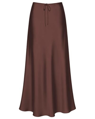 Amy Babe Women's Drawstring Satin Silk Skirt Flowy High Waisted Maxi Skirts | Amazon (US)