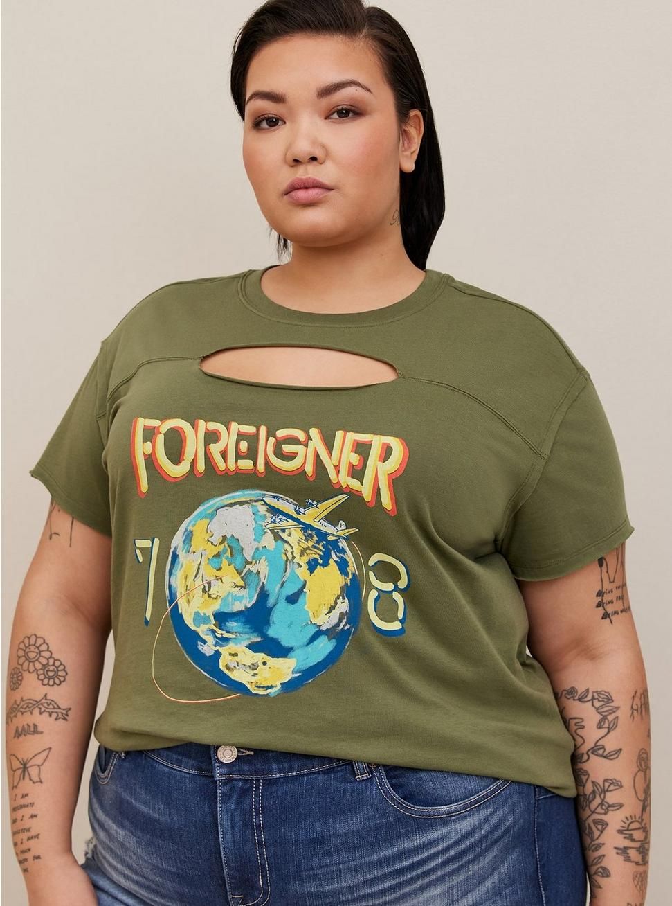 Foreigner Classic Fit Cotton Keyhole Tee | Torrid (US & Canada)