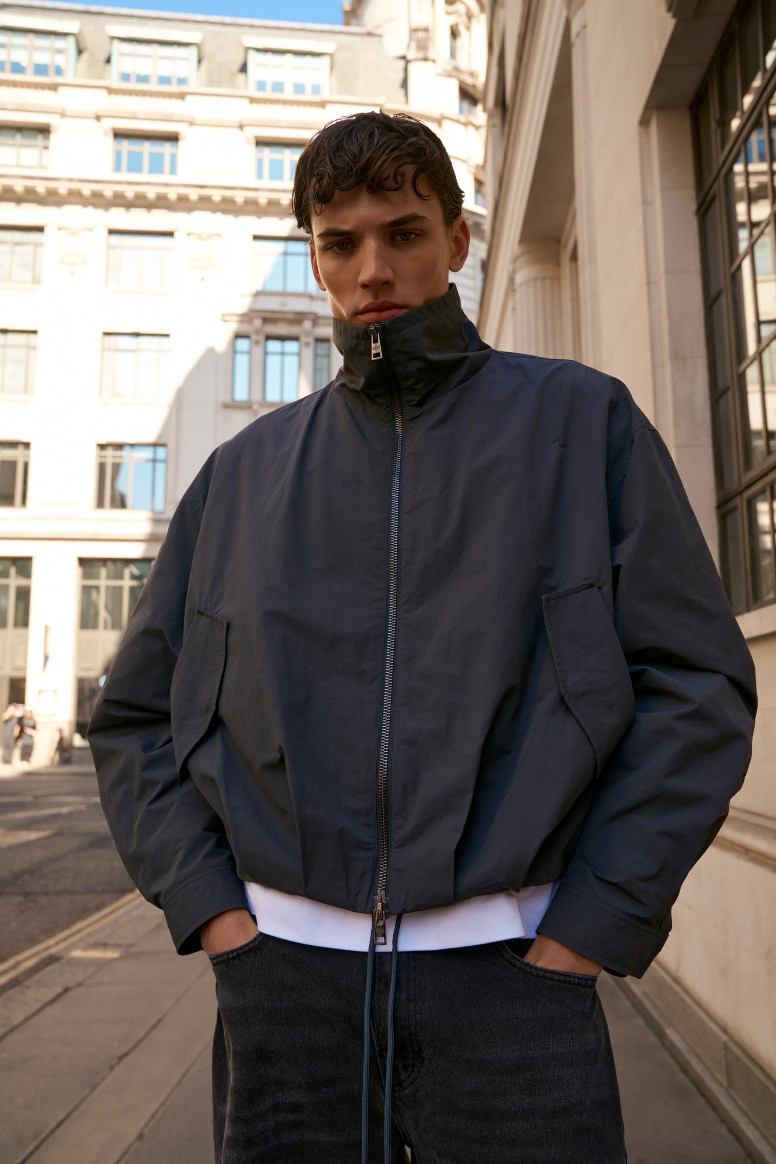 TECHNICAL FUNNEL NECK JACKET - CHARCOAL | The Couture Club