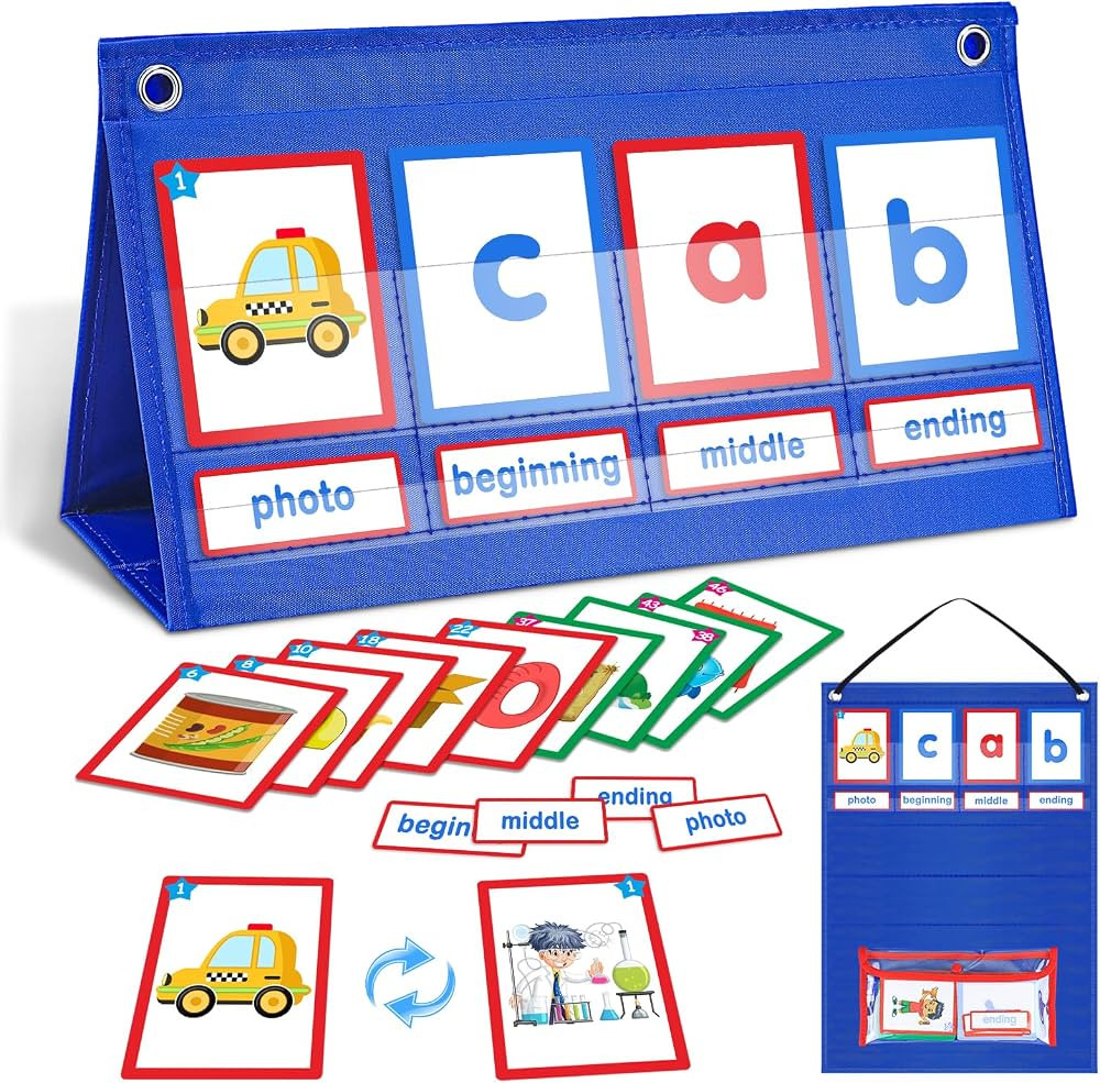 CVC Word Building Desktop Pocket Chart with 108 Phonics Flash Cards for Early Reading & Spelling ... | Amazon (US)