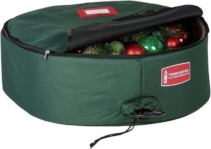 TreeKeeper 48-Inch Wreath Storage Container - Polyester, Green, Direct Suspend System, Zipper Clo... | Amazon (US)