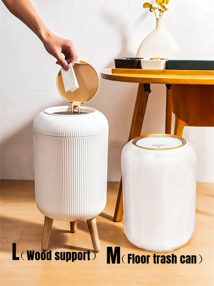 1pc Wooden Pattern Trash Can | SHEIN