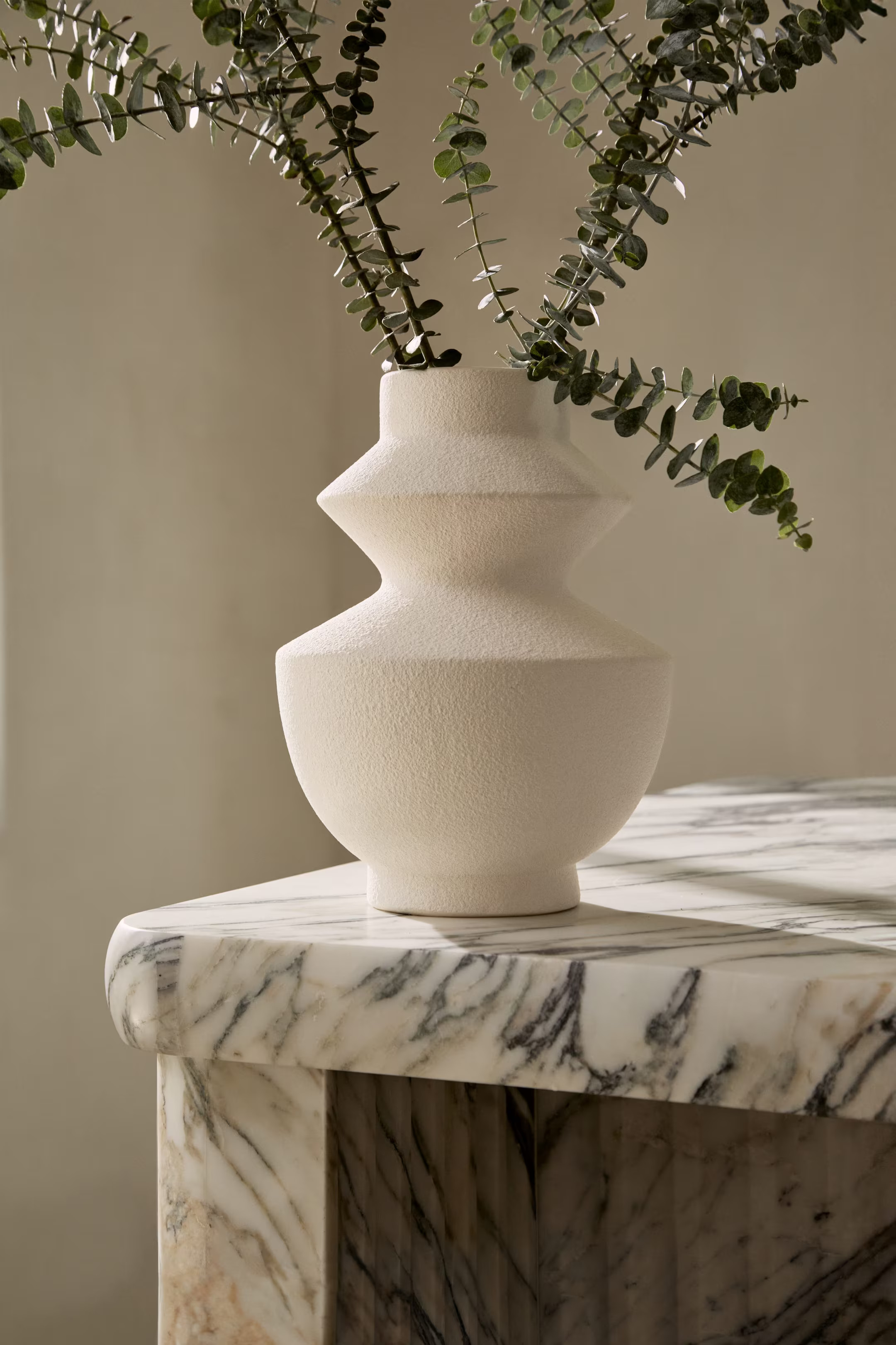 Tall Angular Stoneware Vase - White - Home All | H&M US | H&M (US + CA)