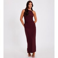 Women's Dark Red Fitted Asymmetric Strap Maxi Dress Quiz New Look | New Look (UK)