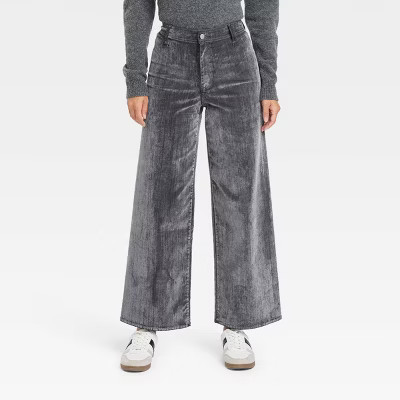 Women's High-Rise Holiday Flocked Sailor Wide Leg Ankle Jeans - Universal Thread™ Gray 4 | Target