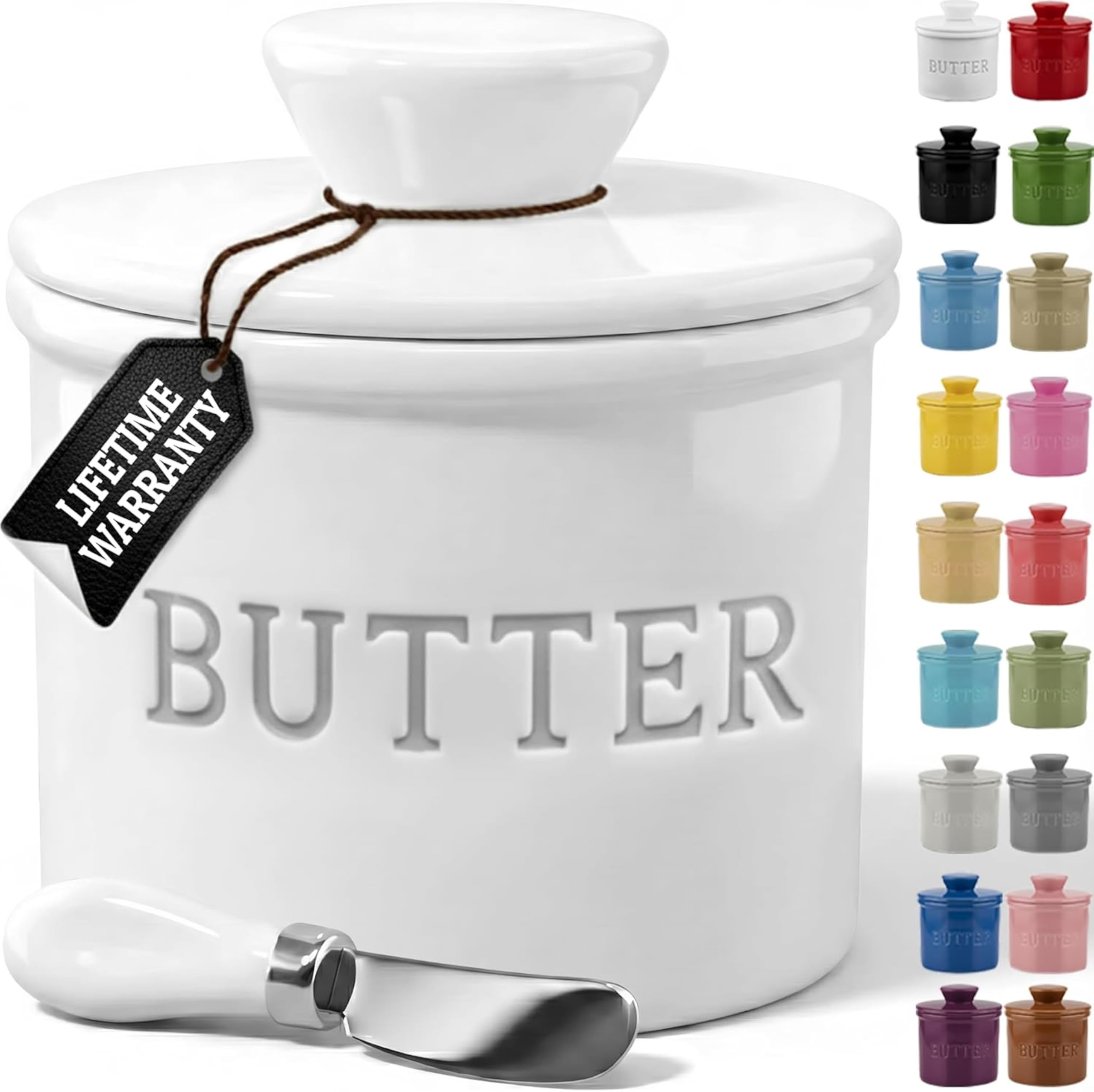 PriorityChef Butter Crock with Lid with Water Line, Ceramic French Butter Dish to Leave On Counte... | Amazon (US)