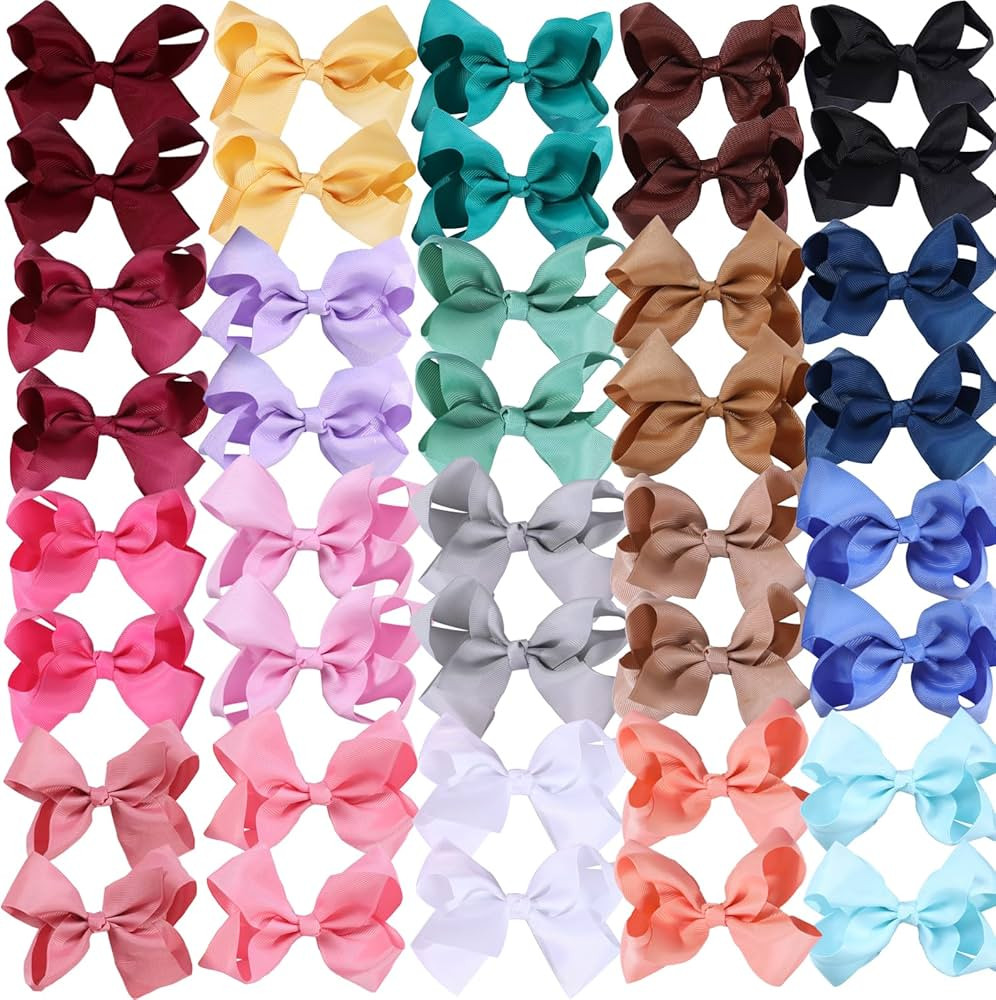 40PCS Hair Bows for Girls,Hand-made Grosgrain Ribbon Hair Bow Alligator Clips Hair Accessories fo... | Amazon (US)