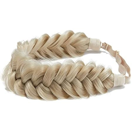 TOECWEGR 5 Strands Synthetic Hair Braided Headband Hairpiece Classic Chunky Wide Plaited Braids Elas | Amazon (US)