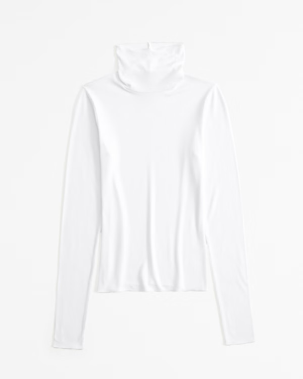 Long-Sleeve Featherweight Rib Turtleneck Top | Abercrombie & Fitch (US)