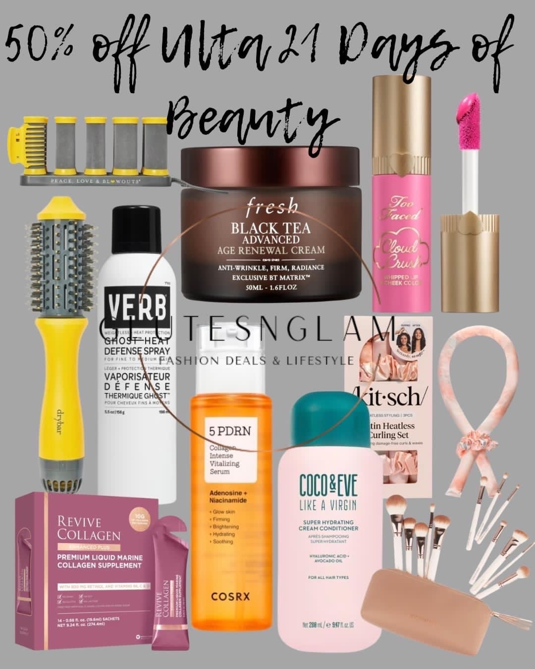 Ulta 21 Days of beauty 50% off deals, beauty deals, skincare, Ulta, Drybar hair tools. Ulta

#LTKSaleAlert #LTKBeauty #LTKgrwm