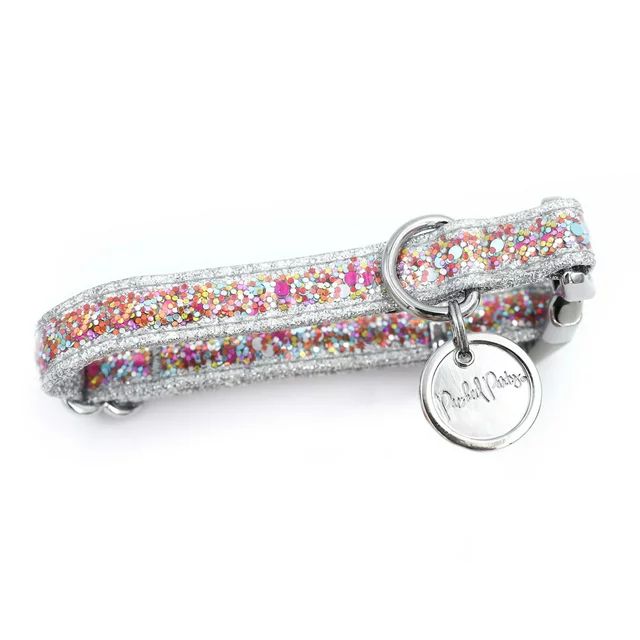 Packed Party Confetti Fashion Dog Collar, Silver, S | Walmart (US)