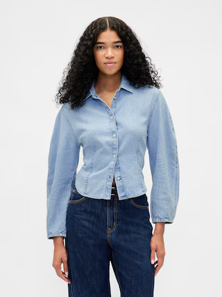 Denim Balloon-Sleeve Shirt | Gap (US)