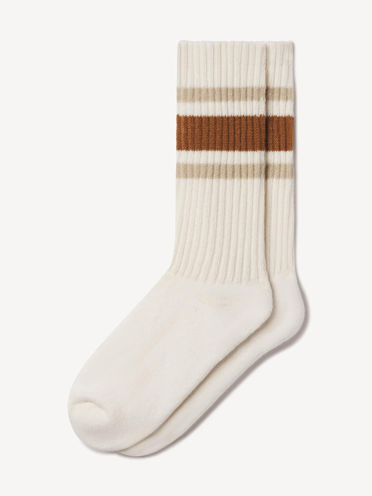 Stone/Brown Sport Stripe Sock - Buck Mason- Modern American Classics | Buck Mason