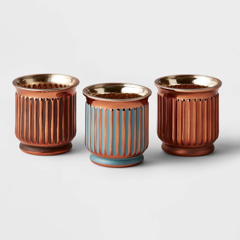 3pk Glass Candle Holder Set Copper - Wondershop&#8482; | Target