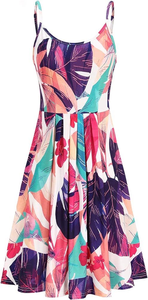 II ININ Women's Adjustable Strappy Midi Sundress Sleeveless Floral Printed Summer Beach Dress | Amazon (US)