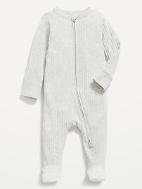 Fold-Over Mitten Rib-Knit Footed One-Piece for Baby | Old Navy (US)