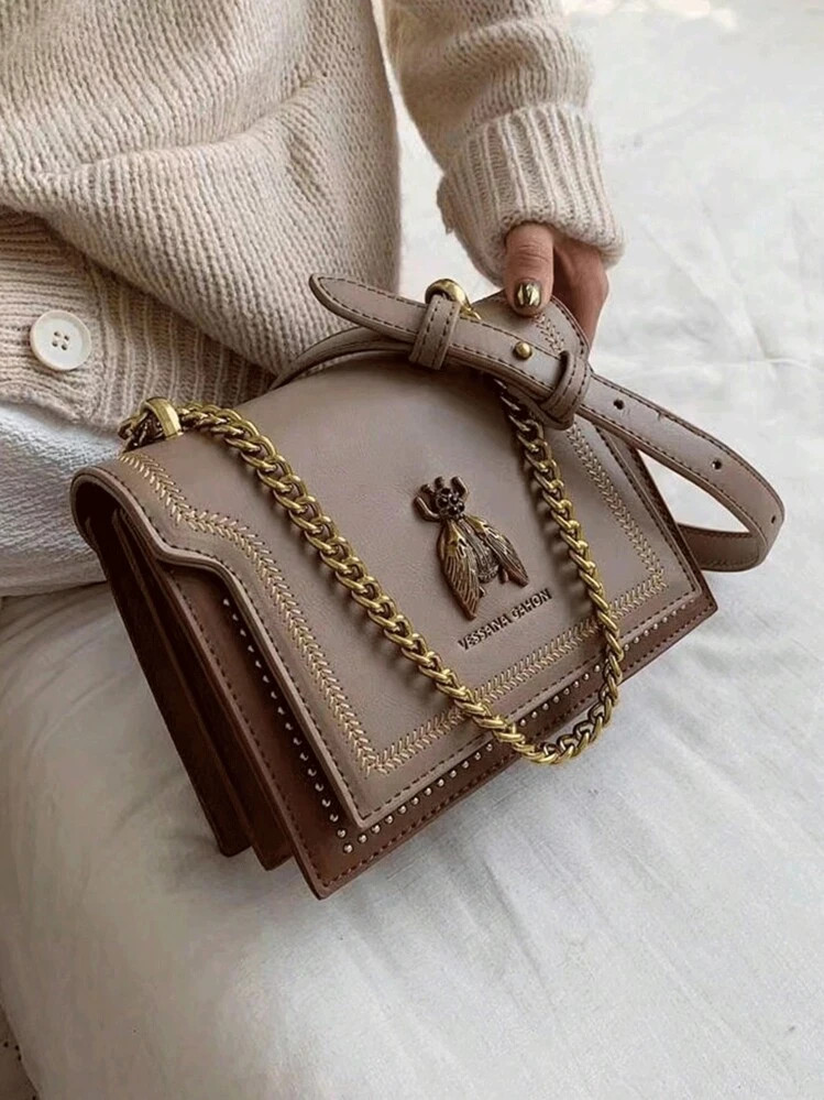 Nuevo bolso de hombro con diseño decorativo de abeja retro de moda 2023, bolso cuadrado, bolso c... | SHEIN