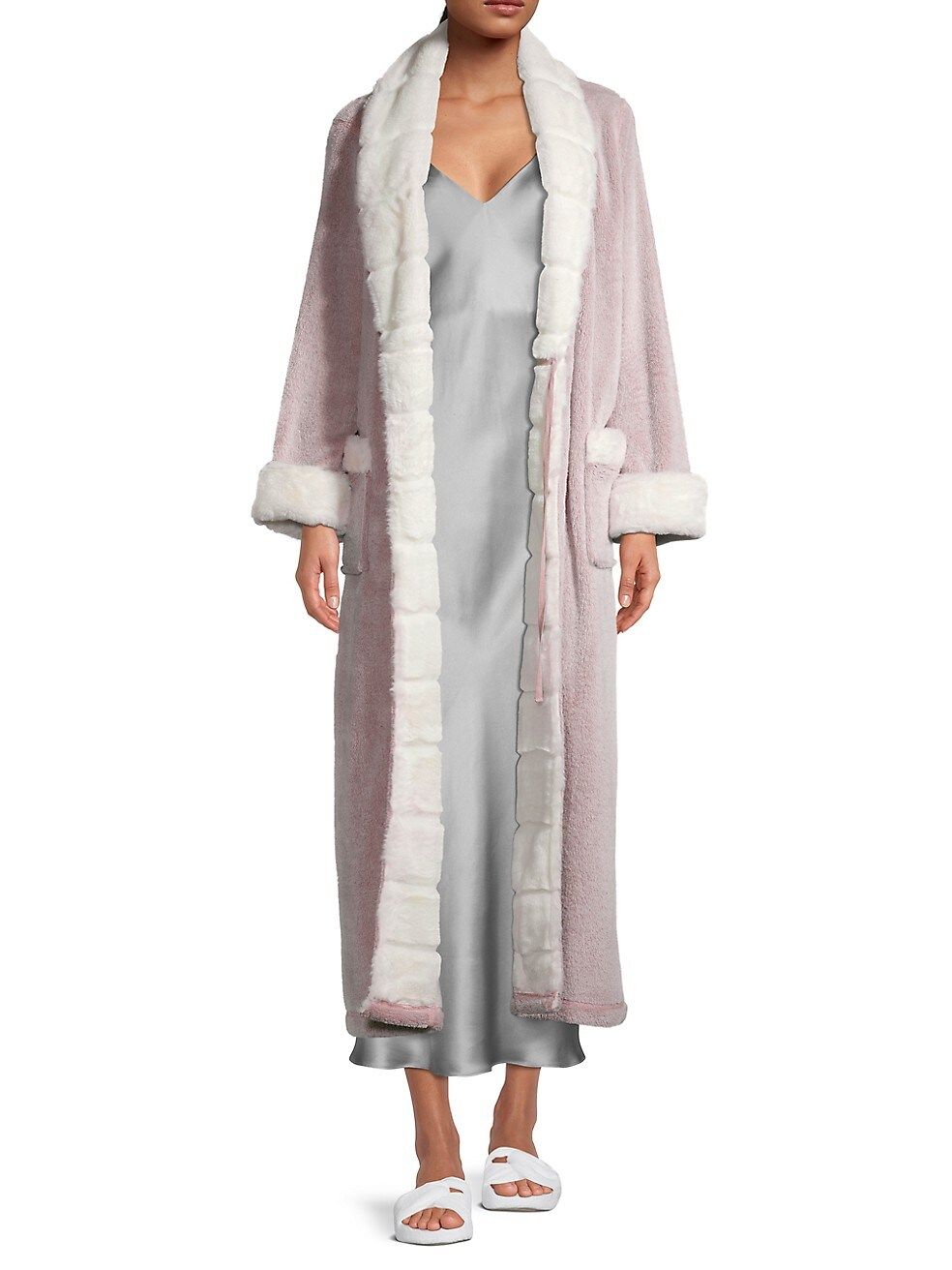Belted Faux Fur-Embellished Robe | Saks Fifth Avenue