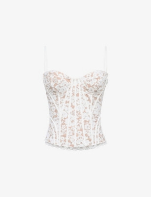 Rania Floral Lace Corset Top | Selfridges