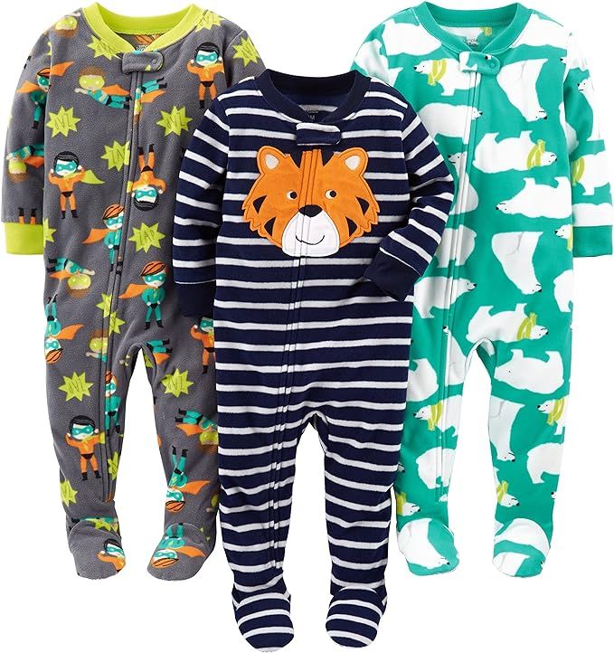 Simple Joys by Carter's Toddlers and Baby Boys' Loose-Fit Flame Resistant Fleece Footed Pajamas, ... | Amazon (US)