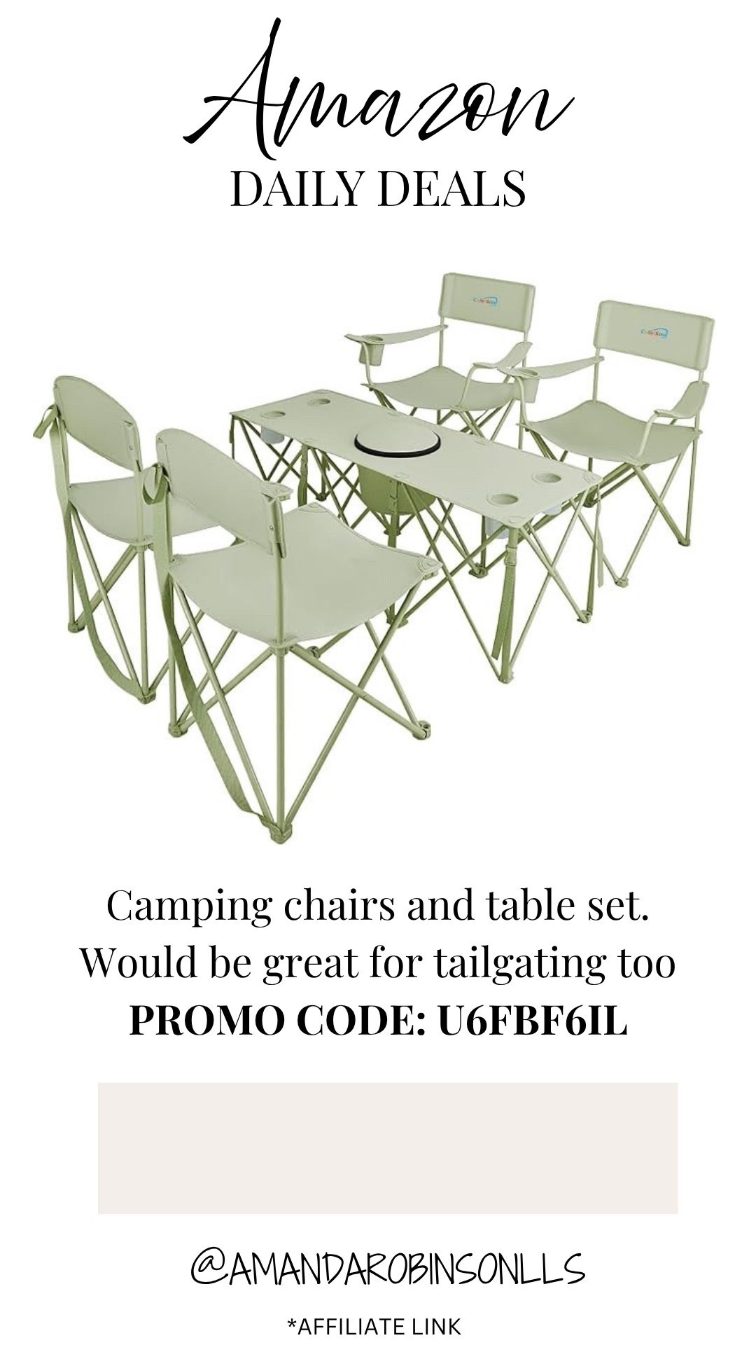 Amazon daily deals
Camping chairs and table set

#LTKSaleAlert